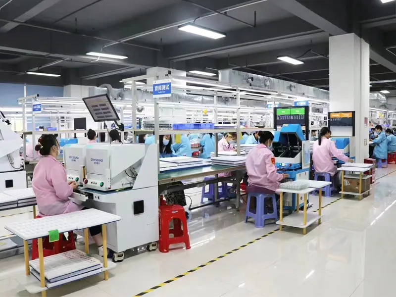 A factory that produces Bluetooth wireless headsets and earplugs