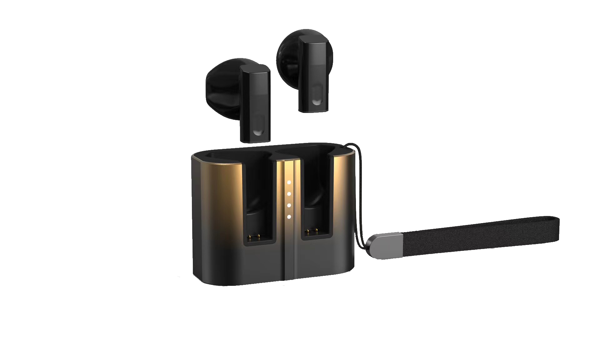 Mini charging case metal earphones with lanyard GLY-T12